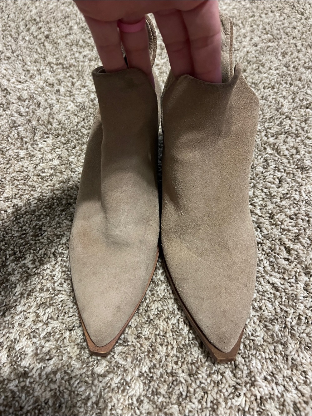Vince Camuto Suede Ankle Booties in Taupe with Stacked Heel- size 9.5 - Picture 2 of 11